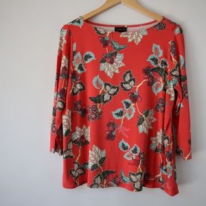 🌼4 for $20 J. Jill Coral Floral Print Top